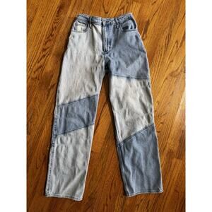 Hollister Womens 5R 27 x 31 Ultra High Rise Dad Jean Denim Blue Patchwork Y2K